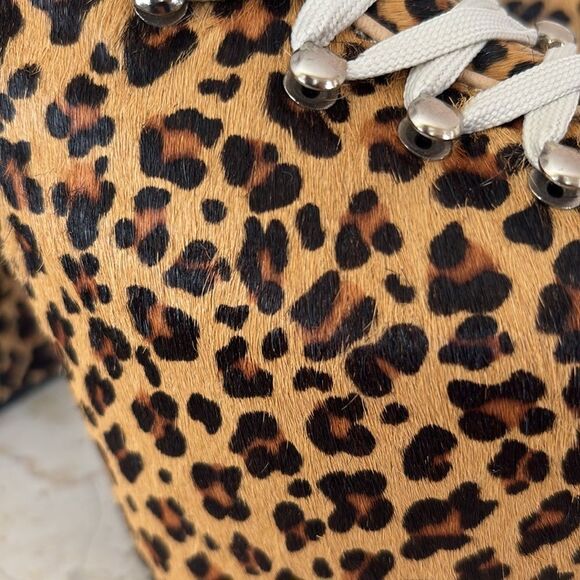 UNIF Hellbound Leopard Print Calf Hair Platform Leather Booties - Picture 10 of 16